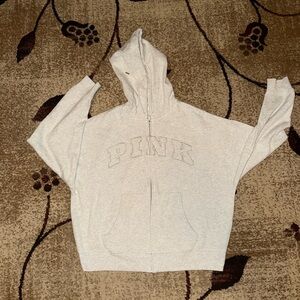 PINK Victoria's Secret Light Gray Zip-Up Hoodie